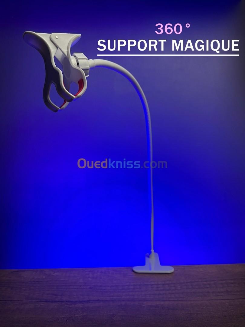 Support Telephone Long Et Flexible 60 Cm - Rotation 360 - blanc