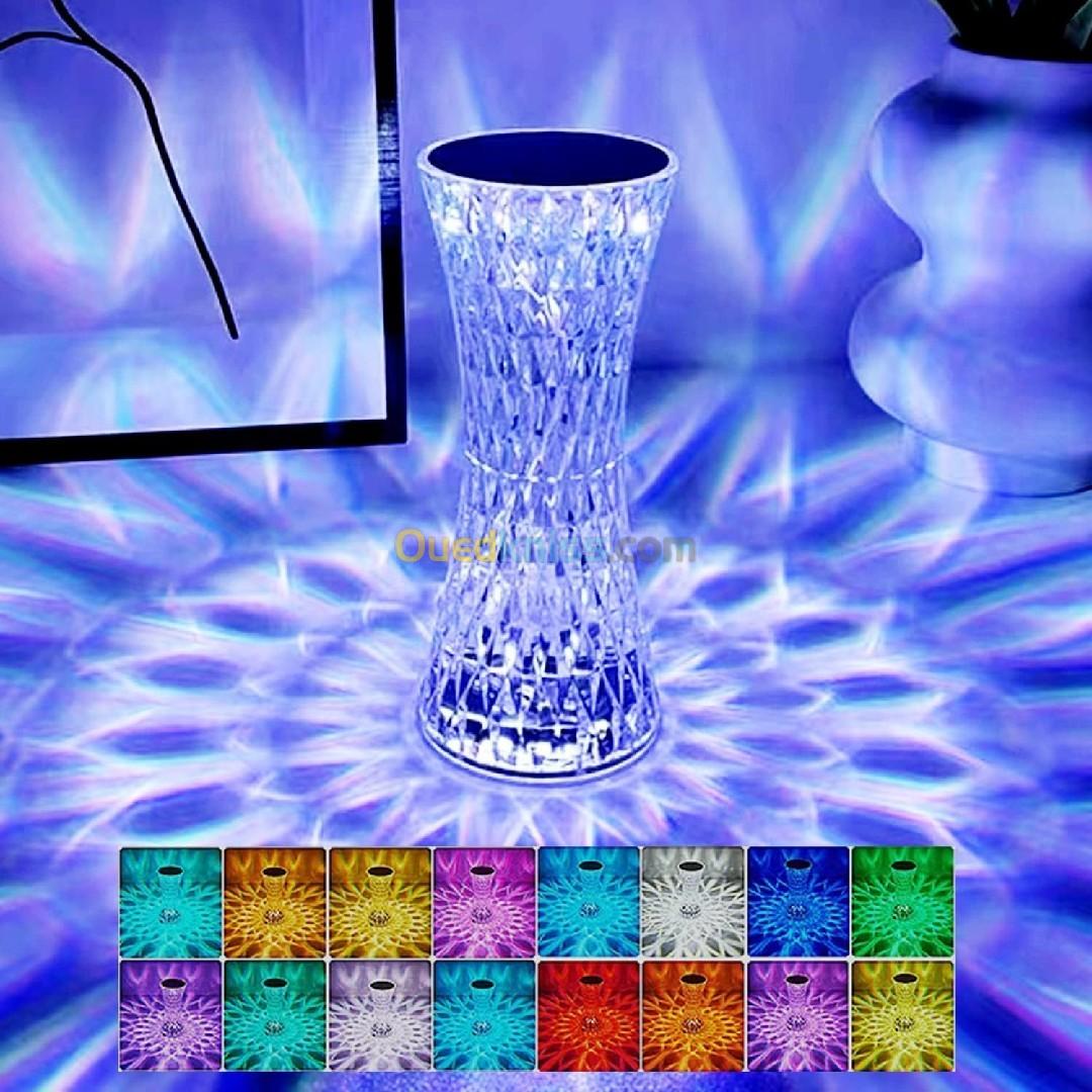 مصباح طاولة كريستال RGB لاسلكي باللمس de table en cristal sans fil Tactile Rgb pour chambre