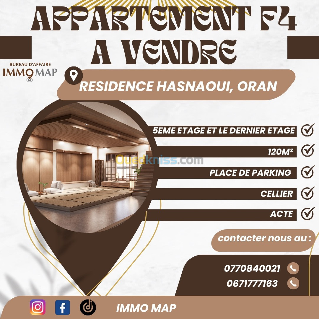 Vente Appartement F4 Oran Bir el djir