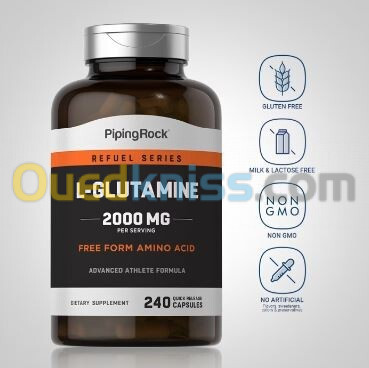 Piping Rock L-Glutamine, 2000 mg (par portion), 240 capsules à libération rapide