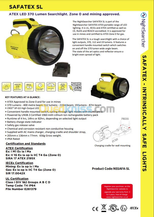 Nightsearcher projecteur ATEX