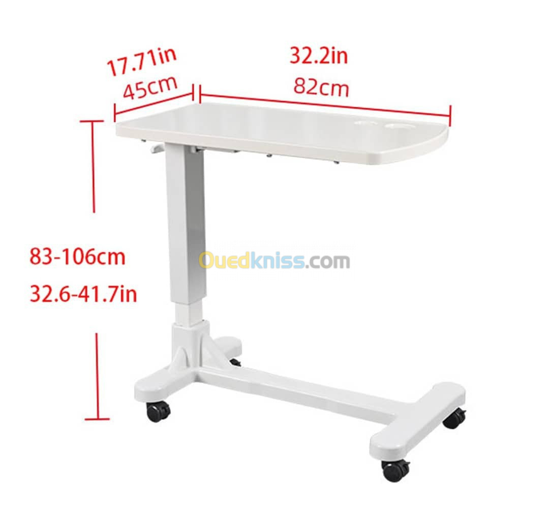 Table a manger hydraulique ajustable en ABS pour Lit