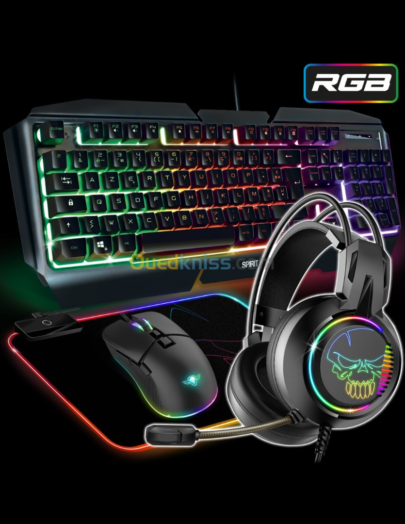 Spirit Of Gamers - Pack RGB Clavier, souris, casque, tapis pour gamer  console Compatible PS4 / Xbox one / Xbox serie S