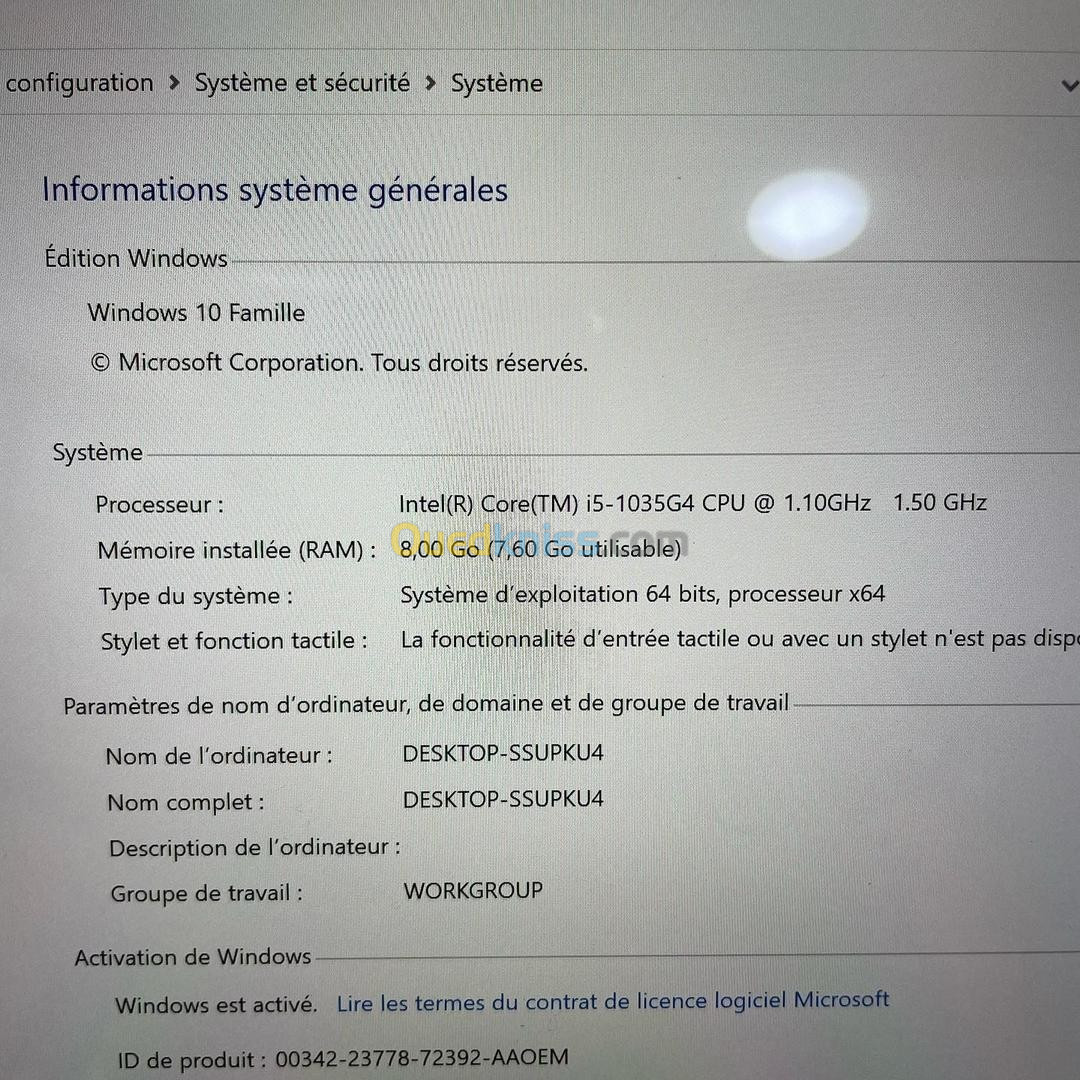 MICROSOFT SURFACE PRO 7 I5/10EME 8GB 128SSD