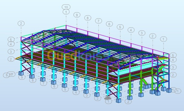 INGENIEUR  CHARPENTE METALLIQUE (ETUDE /  DESSIN)  HANGAR / BATIMENT  / STADE  PLAN 2d/3d