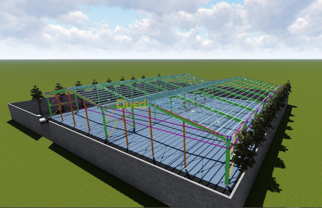 INGENIEUR  CHARPENTE METALLIQUE (ETUDE/  DESSIN)  HANGAR / BATIMENT  / STADE  PLAN 2d/3d