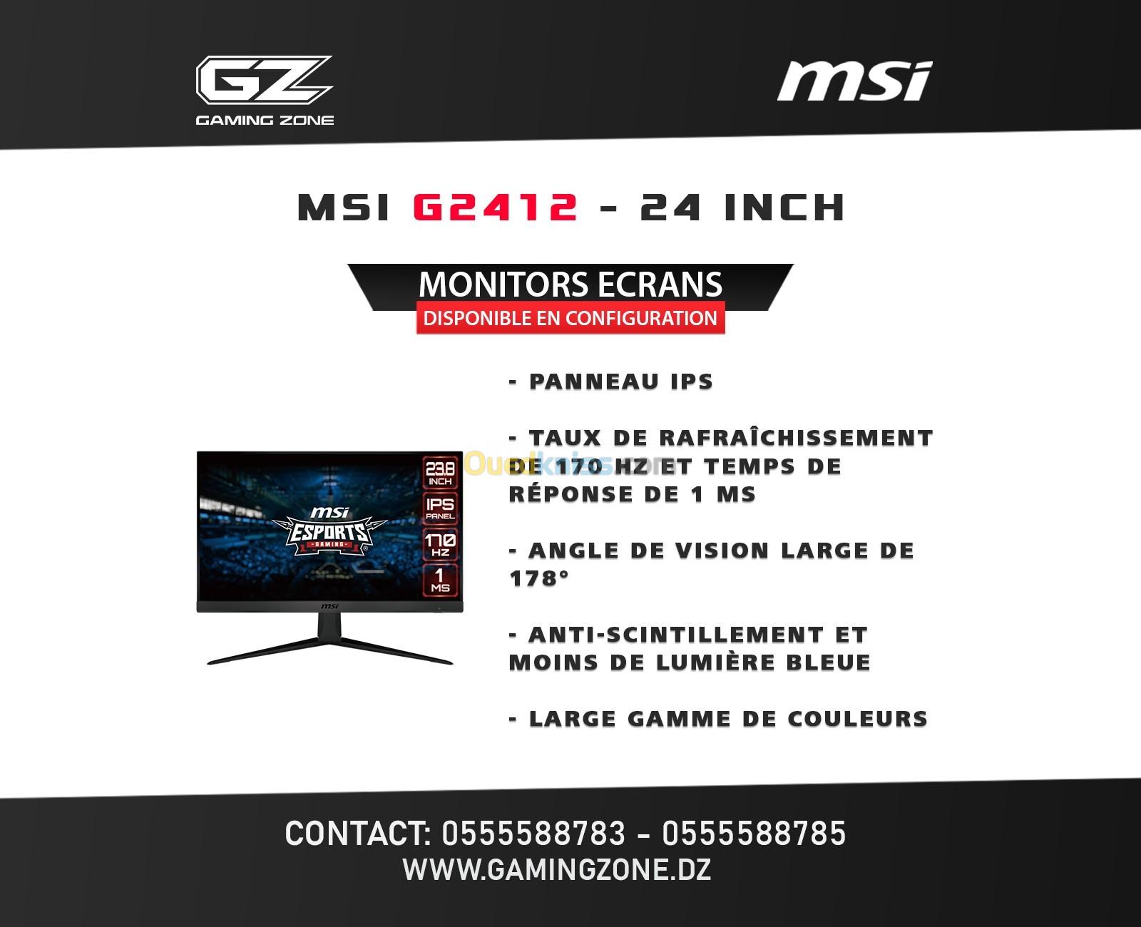 ECRAN MSI MONITEUR G2712 G2412 27 24 INCH GAMING MONITOR 165HZ 170HZ 1MS  - Sétif Algeria