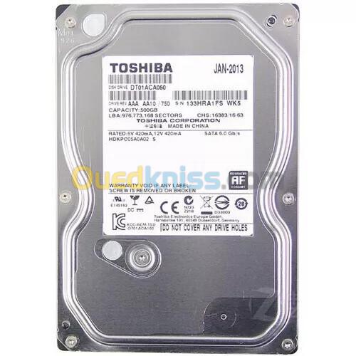 DISQUE DUR SATA 3.5 SEGATE/ TOSHIBA HDD 500 GB NEW 