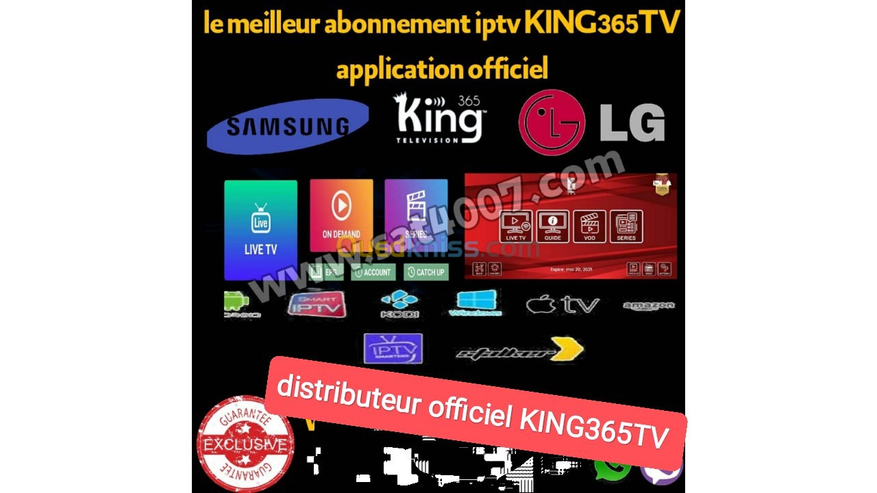 Les meilleurs  Abonnement iptv Top stable King 365 haut gamme King365  pure