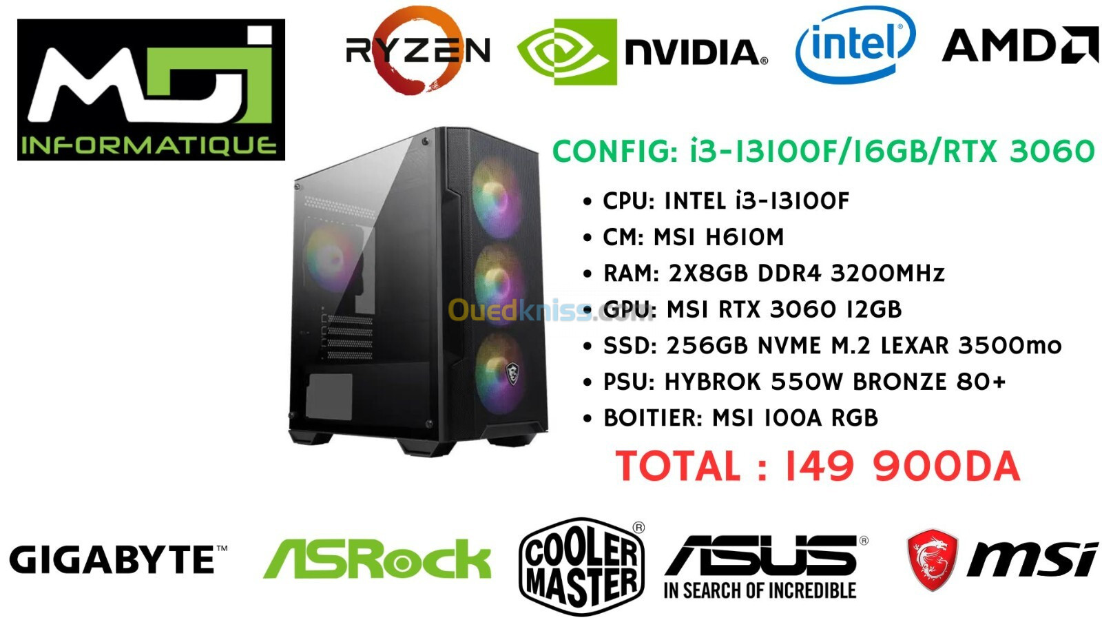 CONFIG GAMING : i3-13100F/16GB/RTX 3060