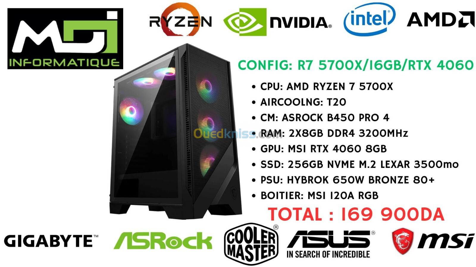 CONFIG GAMING : AMD RYZEN 7 5700X/16GB/RTX4060 8GB