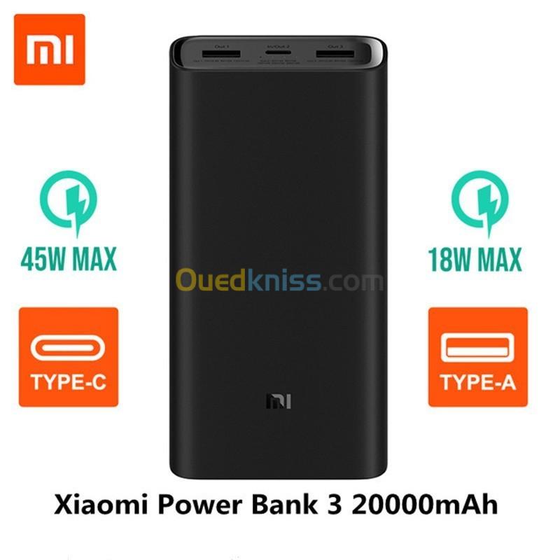 Power Bank Xiaomi 3 Pro 20000mAh, USB-C 45W Power Quick Charge 3.0