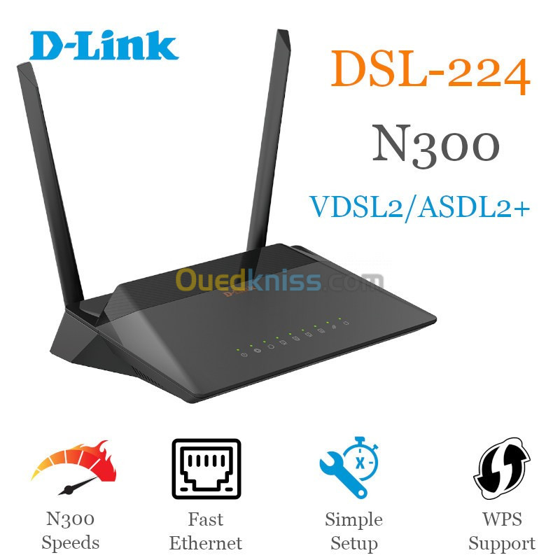 Modem Router D-Link sans-fil dsl-224 N300 VDSL2/ADSL2+