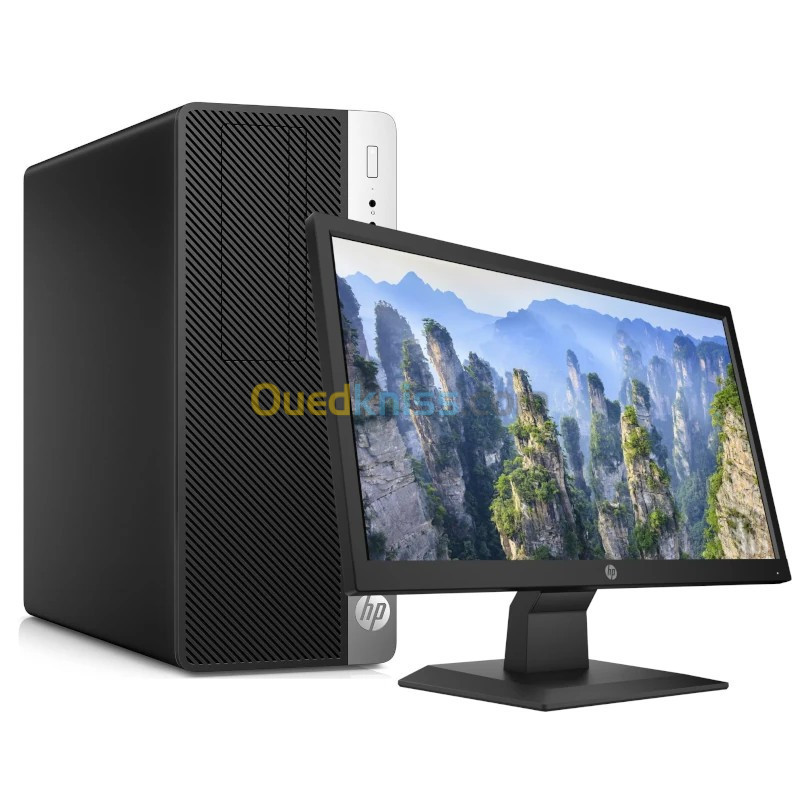 Pc de marque HP EliteDesk 800 G3 Tour i3-7ème (occas) + écran HP V20 (neuf)