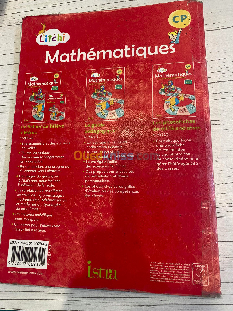 Livre Mathématiques en Français (élève) CP 1ère année primaire