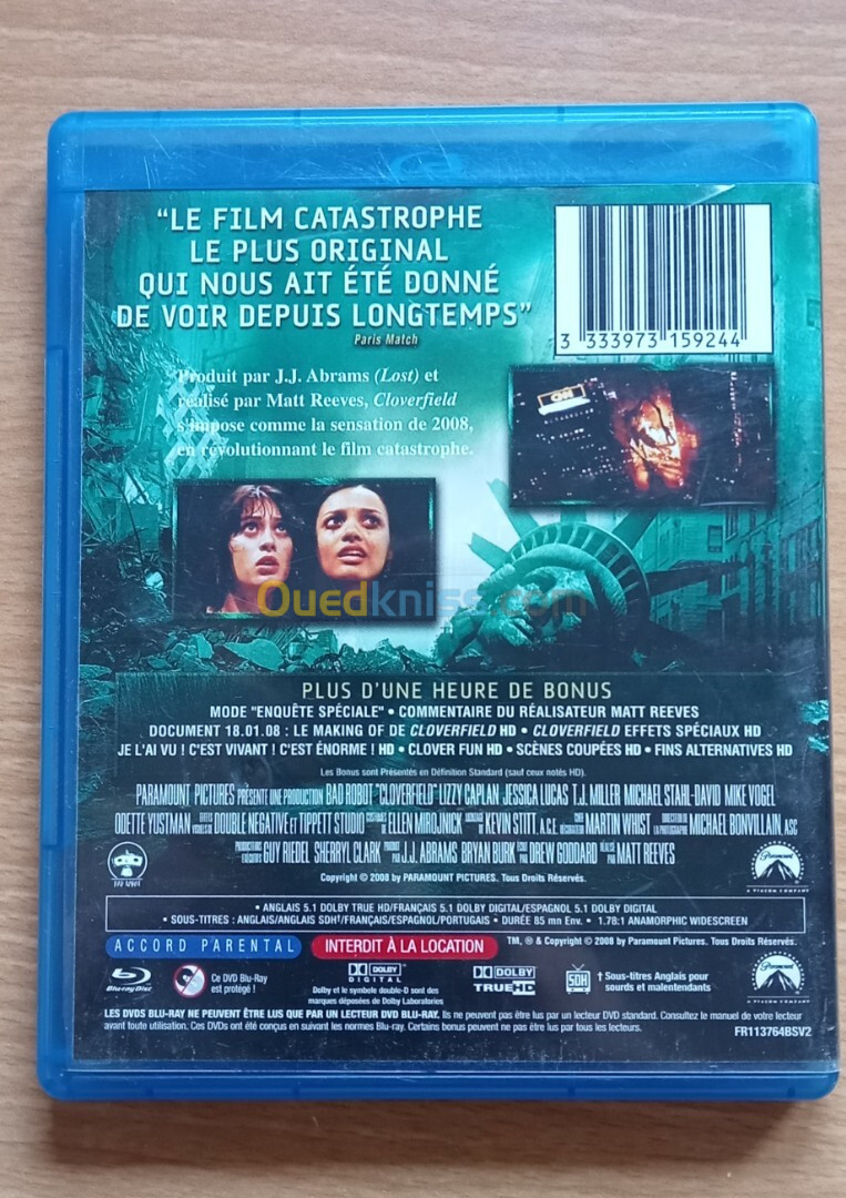 Film CLOVERFIELD Blu-ray, Français.