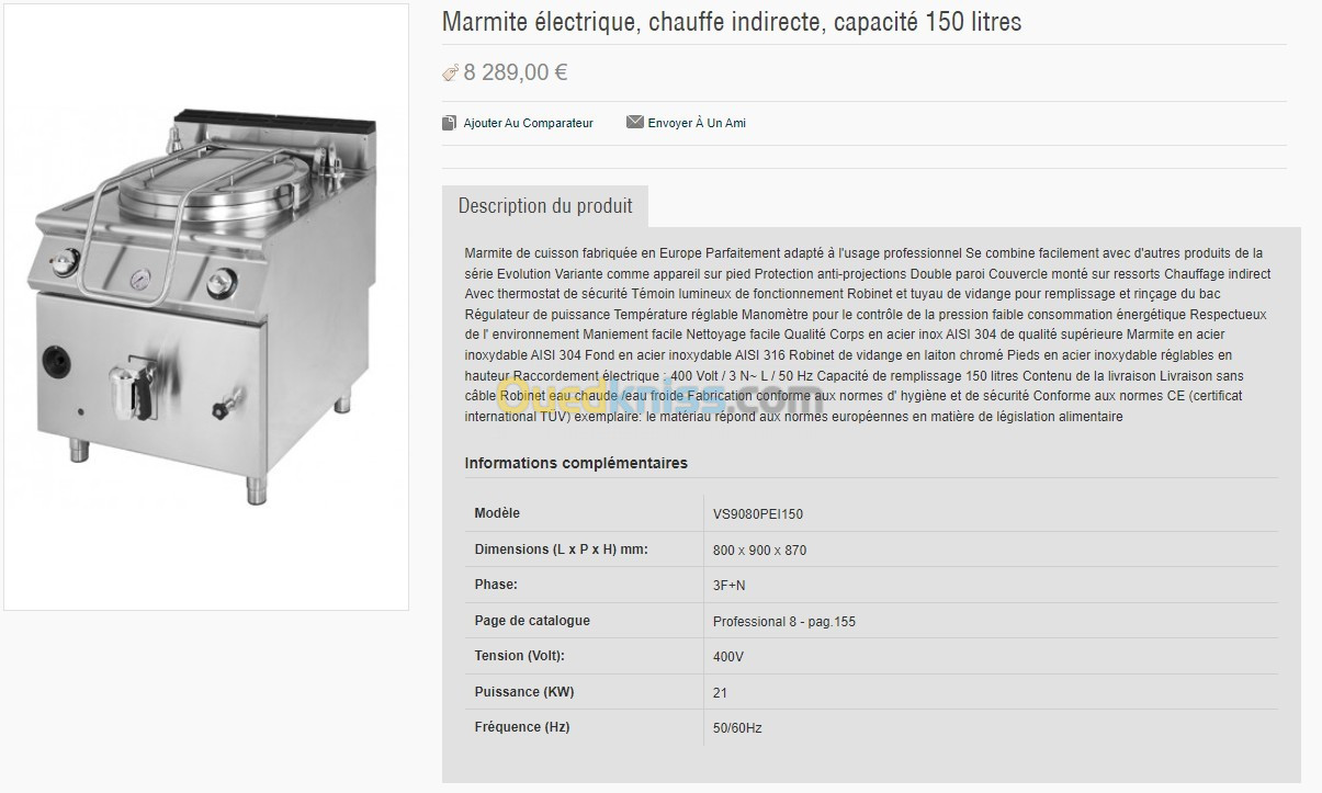 Marmites Electriques 150L virtus Equipement De Grande Cuisine 