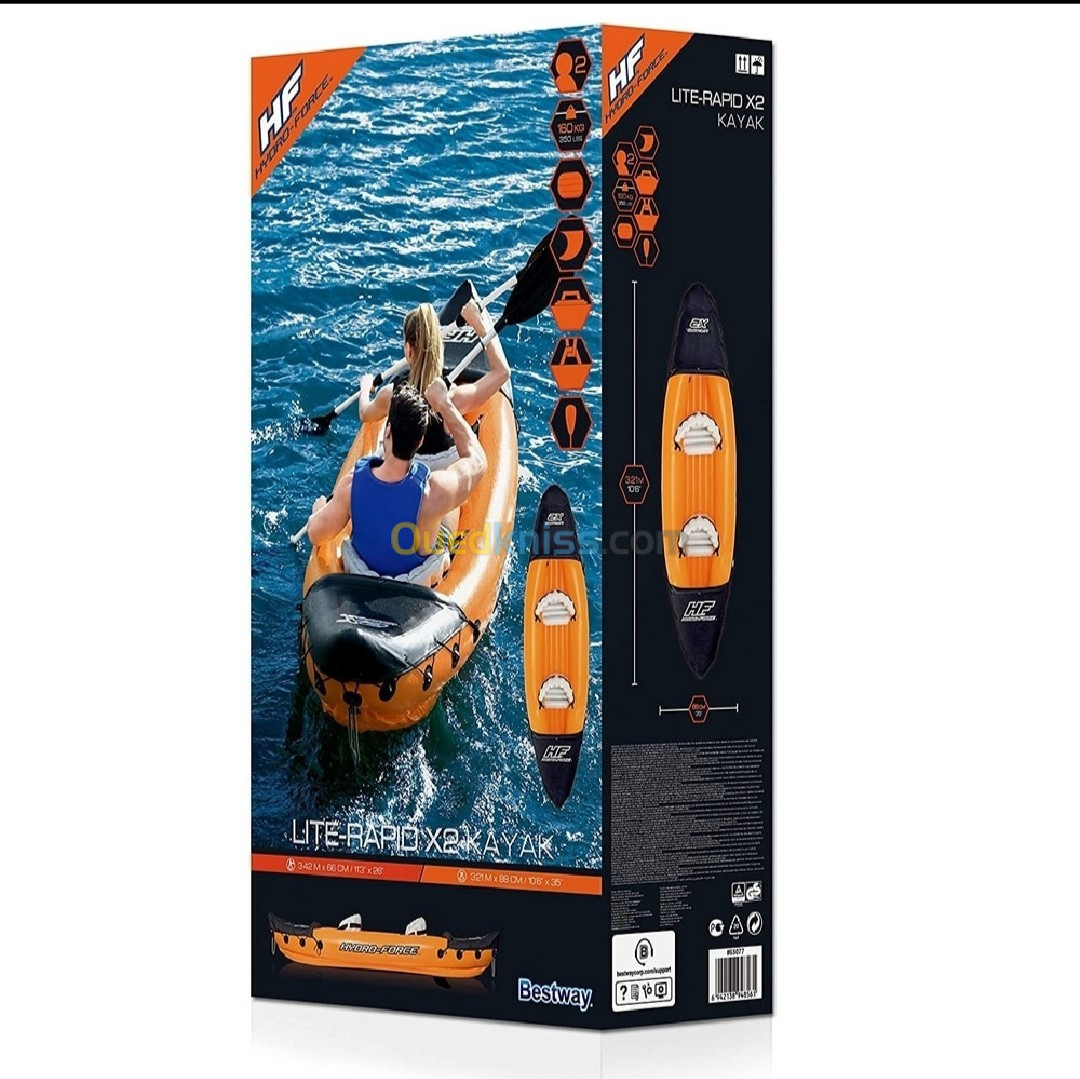 Kayak bestway 65077 Gonflable 2 Personnes Avec 2 Pagaies Lite Rapid X2 Hydro-Force  