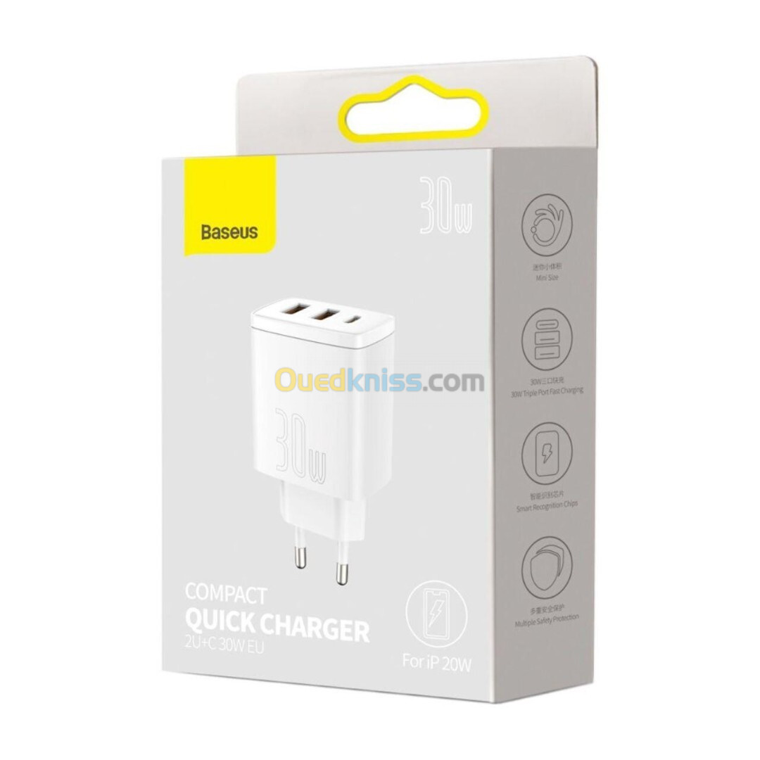 Baseus boite 30w quick charger 2u+c 