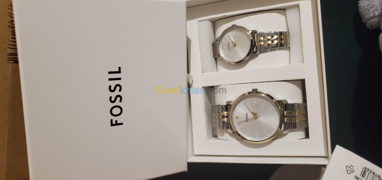 Coffret montres femme et homme fossil original 