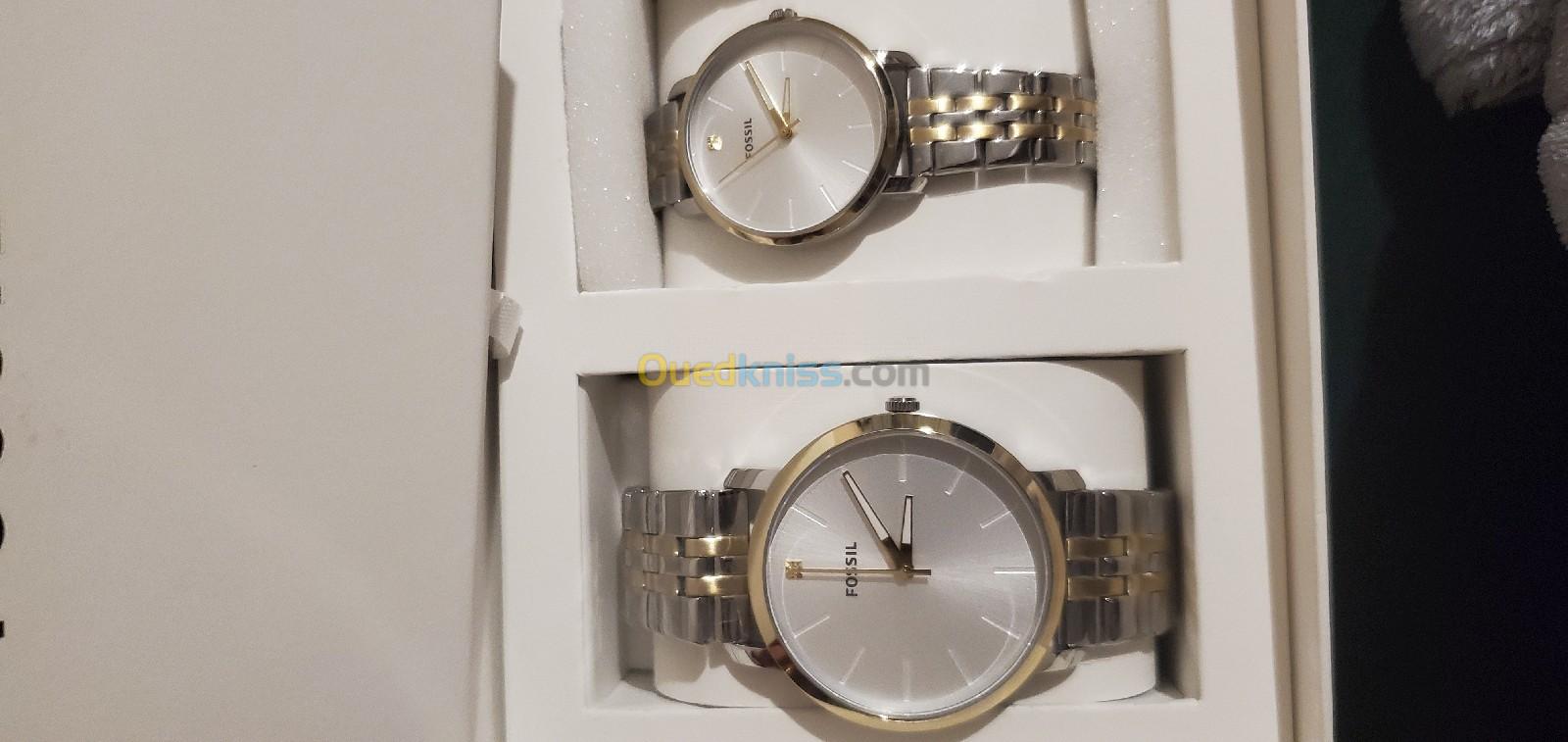 Coffret montres femme et homme fossil original 