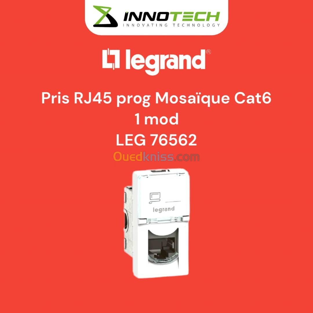 Prise RJ45 Prog Mosaic Cat 6 1 mod 76562 LEGRAND resau informatique 