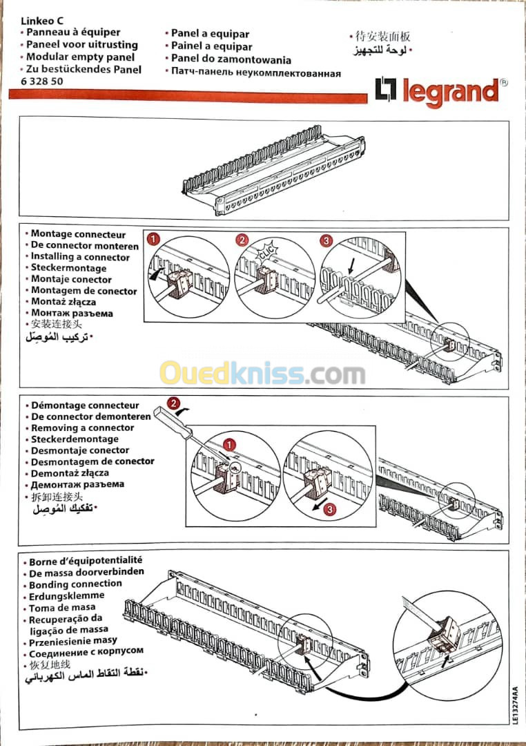 Panneau de brassage LEGRAND  19" 1U CAT6 équipé de 24 connecteurs RJ45 FTP