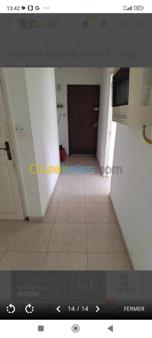 Location Appartement F3 Alger Ben aknoun