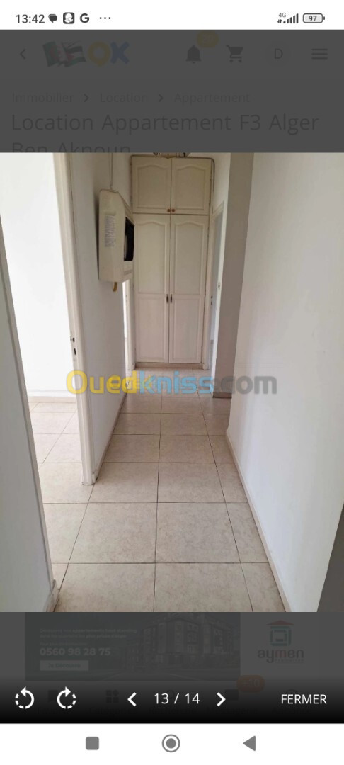 Location Appartement F3 Alger Ben aknoun