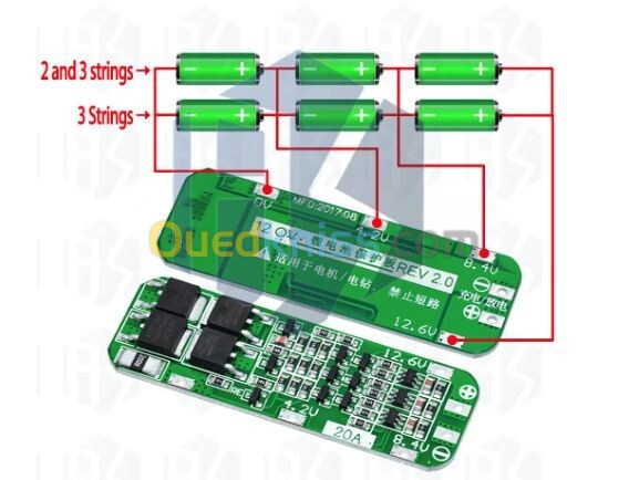 Module chargeur BMS batterie Lithium 3S 20A