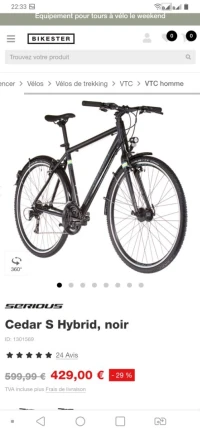 Velos 2021. Cedar S Hybrid, noir