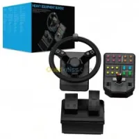 LOGITECH HEAVY EQUIPMENT BUNDLE - VOLANT FARM - ROTATION À 900 - 38 BOUTONS - JOYSTICK - PÉDALIER