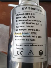 Stérilisateur d'eau Ultr-Violet UV 25w