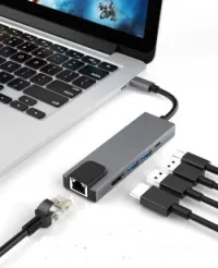 Adaptateur HUB 5 en 1 USB-C type-c to vers HDMI + RJ45 + Type-C + 2 * USB 3.0