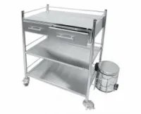 GUÉRIDON EN INOX À (03) ÉTAGES-TIROIRS