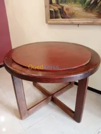 Table ronde art déco plateau faux cuir