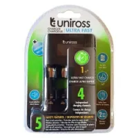 Chargeur pile UNIROSS ULTRA FAST 1-2h LCD AA / AAA USB UCU005