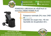 POWEG5011 BROYEUR DE VÉGÉTAUX et branc