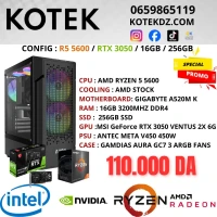 CONFIG PC GAMER RYZEN 5 5600 RTX 3050 6GB 256GB SSD 16GB RAM