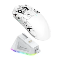  ATTACK SHARK X11 White - Souris sans fil ultra-légère avec dock de charge RGB & Tri-mode