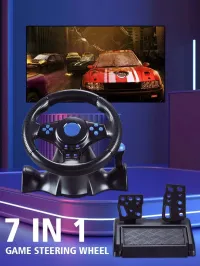 GT-V7 volant de jeu avec contrôleur de Vibration, (Nintendo Switch, PS2, PS3, PS4 ,Xbox 360 ,PC)