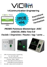 Promo 2025, pointeuse Biométrique avec logiciel et installation (Blida, Alger ...) 