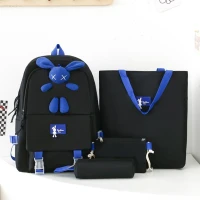 Ensemble Kawaii 4en1 Sacs dEcole Adorables Lapin Noir pour Ados محفظة 4 قطع كاواي أسود