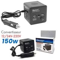 Convertisseur de Tension Voiture 150W - 2 USB, Type-C & 2 Prises Secteur