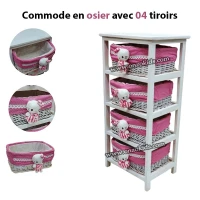 Commode en osier avec 4 tiroirs