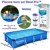 Piscine hors sol Steel Pro 400 x 211 x 81 cm avec pompe de filtration  Bestway