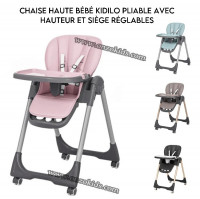 produits-pour-bebe-chaise-haute-kidilo-pliable-avec-hauteur-et-siege-reglable-dar-el-beida-alger-algerie