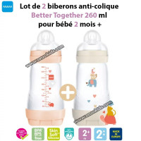 produits-pour-bebe-lot-de-2-biberons-anti-colique-better-together-260-ml-mois-mam-dar-el-beida-alger-algerie