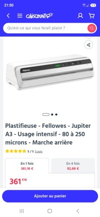 Plastifieuse dernière génération