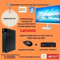 PC De Bureau Lenovo mini Avec Ecrans Philips 24 Pouce Clavier + souris 